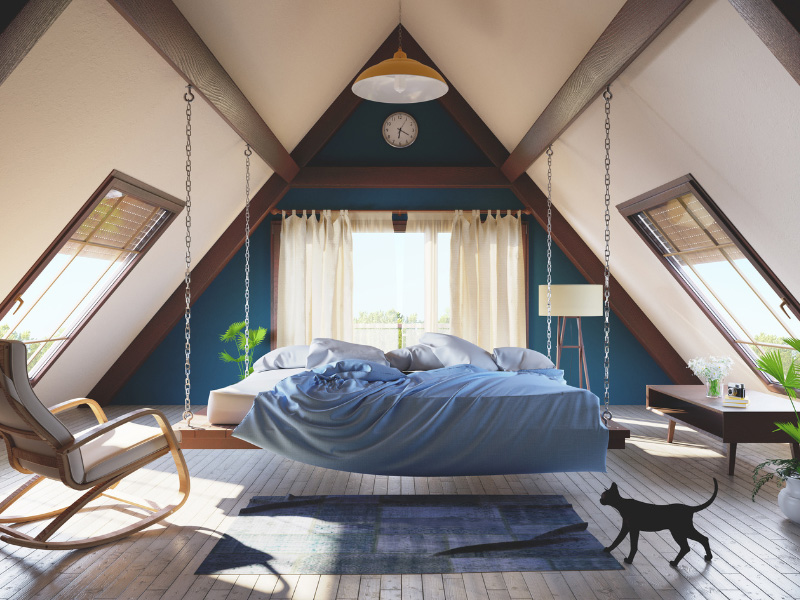 An image of loft converted into a bedroom