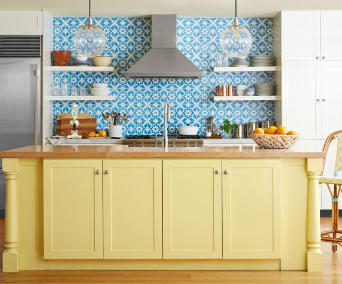 An image of a colourful kitchen