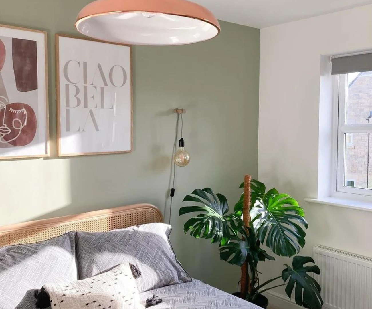 An image of a green decorated bedroom